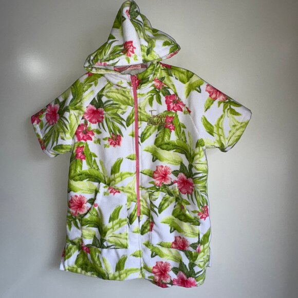 Tommy Bahama Hooded Zip Towel Coverup Girls L/XL (7-12) Floral Hawaiian - Picture 1 of 10